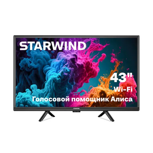 43" Телевизор StarWind SW-LED43UG405 4K Ultra HD, СМАРТ ТВ, YaOS, черный