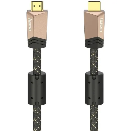 Кабель аудио-видео HAMA Premium, HDMI (m) - HDMI (m), 1.5м, GOLD, ф/фильтр, черный [00205025]