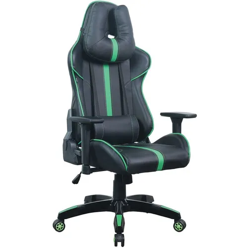 Кресло игровое BRABIX GT Carbon GM-120, экокожа, до 140кг, топ-ган, черный/зеленый