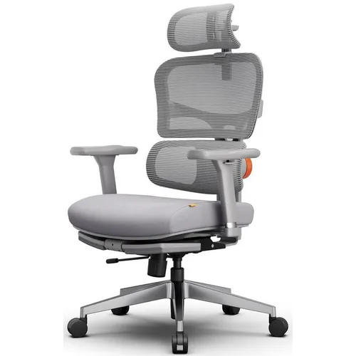 Кресло FOXGEAR Netz X, сетка/ткань, до 136кг, топ-ган, регулируемые 4D подлокотники, серый