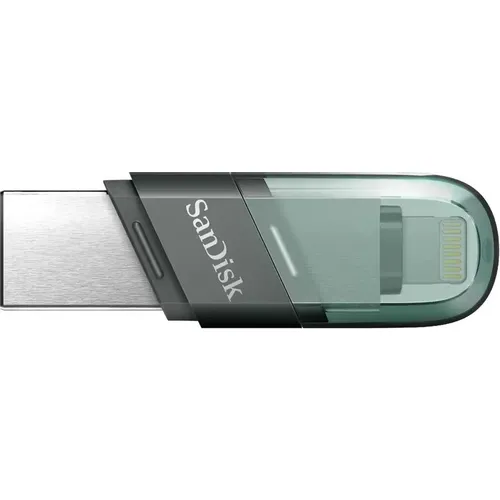 Флешка USB Sandisk iXpand Flip 64ГБ, USB3.1, зеленый и серебристый [sdix90n-064g-gn6nn]