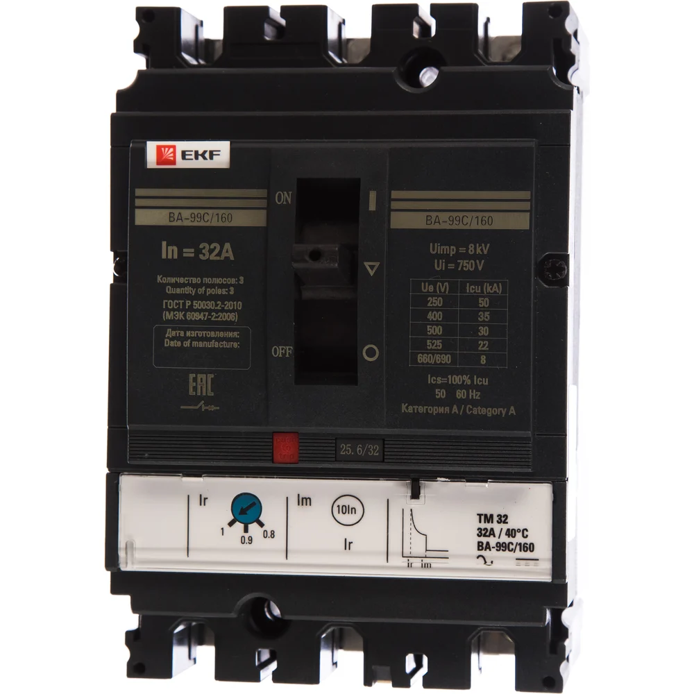 Трехполюсный автомат EKF ВА-99C mccb99C-160-32