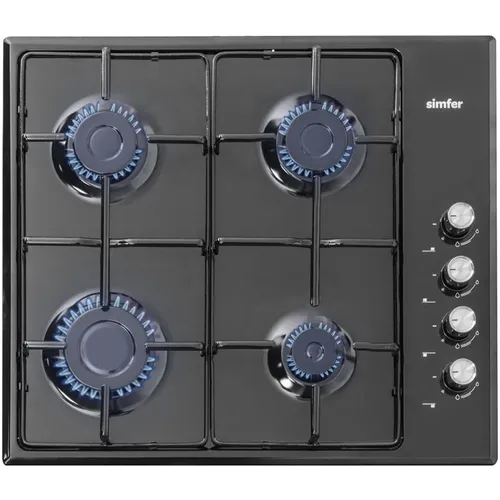 Газовая варочная панель Simfer H60Q40B470, 4 конфорки, эмалированная сталь, черный