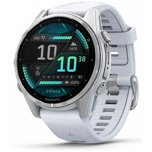 Смарт-часы Garmin Fenix 8, 43мм, 1.3", белый/серебристый