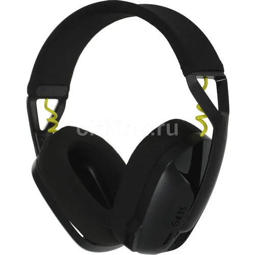 Гарнитура игровая Logitech G435, для компьютера и игровых консолей, накладные, Bluetooth/радио, черный / желтый [981-001051]
