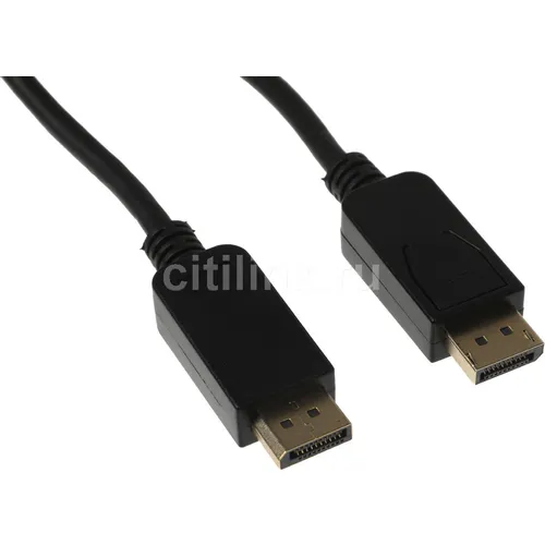 Кабель Display Port V1.2, DisplayPort (m) (прямой) - DisplayPort (m) (прямой), GOLD , 2м, черный
