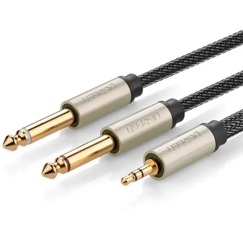 Кабель аудио UGREEN AV126, Jack 3.5 (f) - 2хJack 6.35 (f), 1м, черный [10613]
