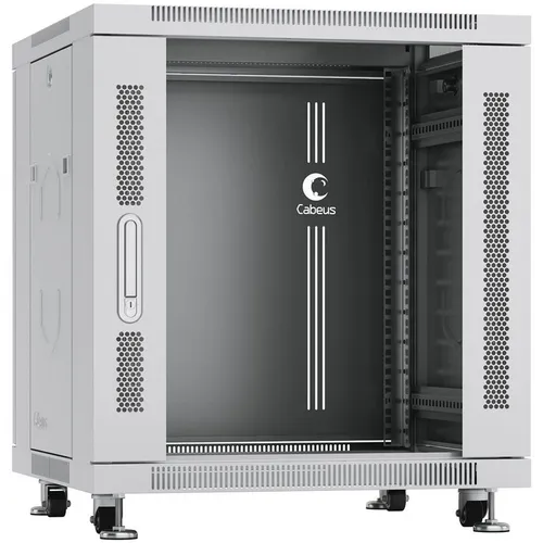 Шкаф коммутационный CABEUS SH-05C-12U60/60 напольный, стеклянная передняя дверь, 12U, 600x730x600 мм