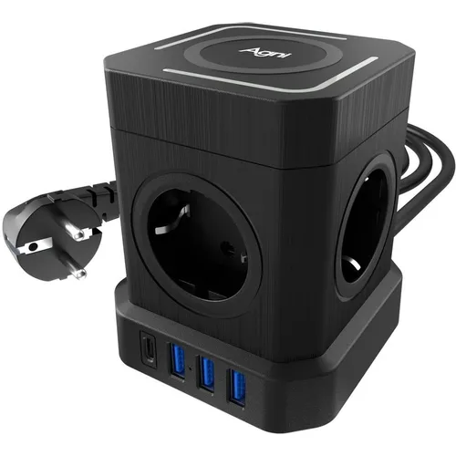 Сетевой фильтр AGNI TP-VE4U5E-C-W, 3м, черный [tp-ve4u5e-c-w-3m-black]