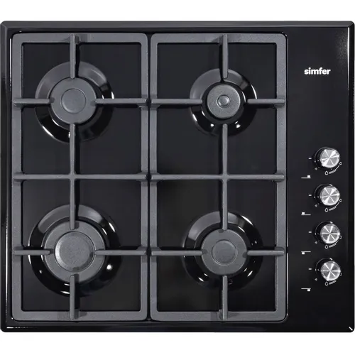 Газовая варочная панель Simfer H60Q40B572, 4 конфорки, эмалированная сталь, черный