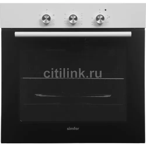 Духовой шкаф электрический Simfer B6EW16011, 58л, дверца с 2 стеклами, белый/черный