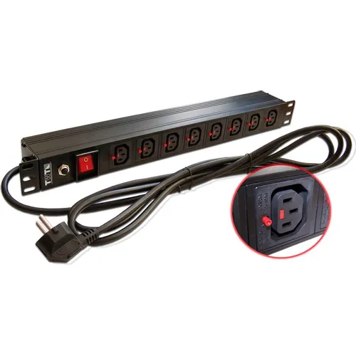 Блок распределения питания LanMaster TWT-PDU-10A8C3L-3.0, горизонт.размещ., C13Х8, Тип вход. тока 10A, 3м