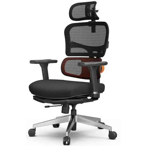 Кресло FOXGEAR Netz X, сетка/ткань, до 136кг, топ-ган, регулируемые 4D подлокотники, черный