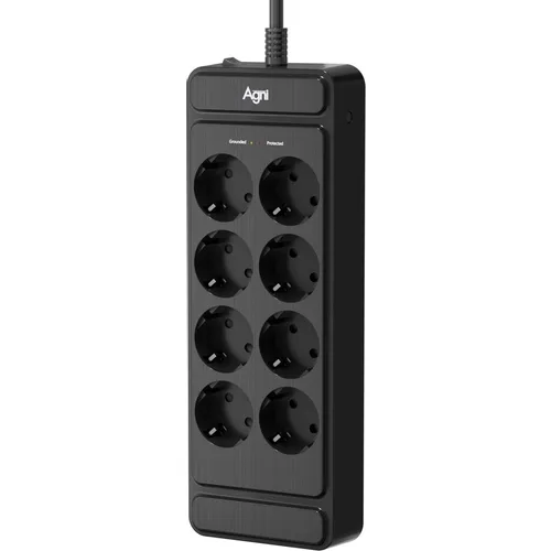 Сетевой фильтр AGNI TP-FS8E, 3м, черный [tp-fs8e-3m-black]