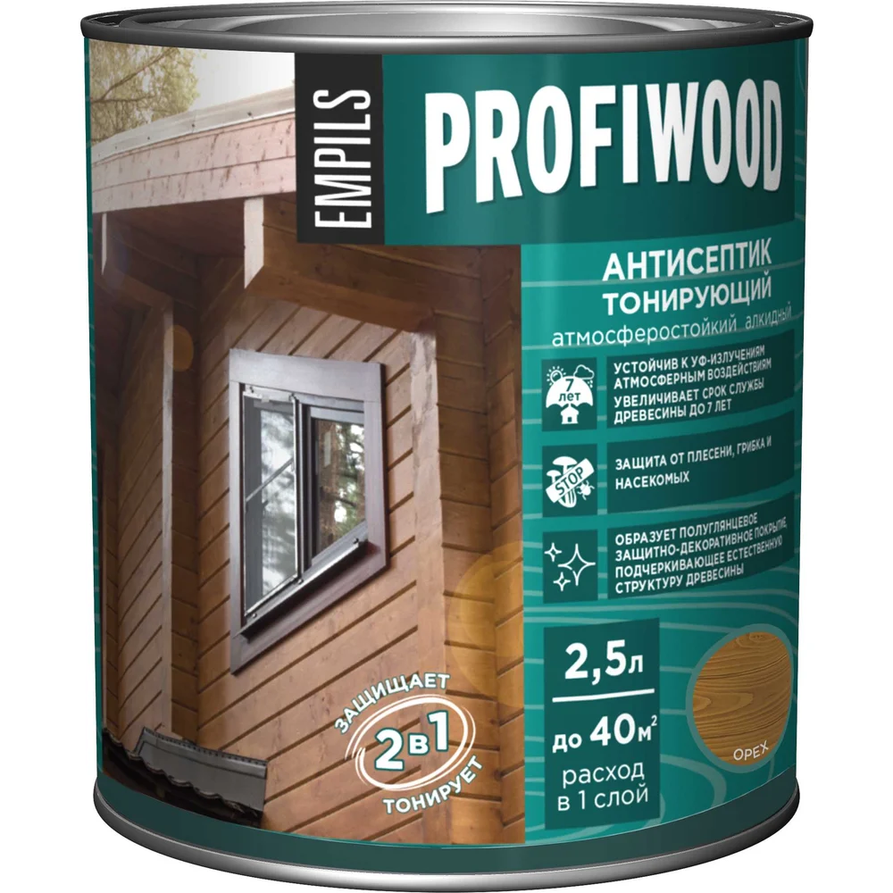 Тонирующий атмосферостойкий алкидный антисептик Profiwood 63861