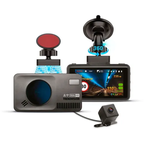 Видеорегистратор с радар-детектором TrendVision DriveCam Real 4K Signature LNA 2CH, черный