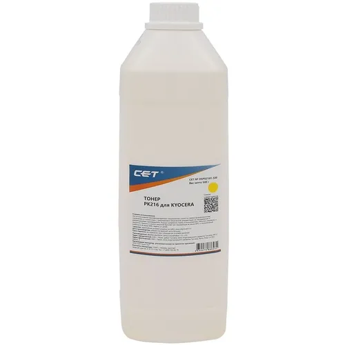 Тонер CET PK216, для Kyocera TASKalfa 2552ci/2553ci/3252ci/3253ci/4053ci, желтый, 500грамм, бутылка