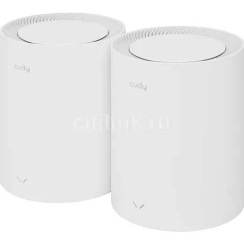 Бесшовный Mesh роутер CUDY M1800, Wi-Fi 6, AX1800, 2.4/5ГГц, 1 LAN, белый, 2 шт. в комплекте [m1800(2-pack)]