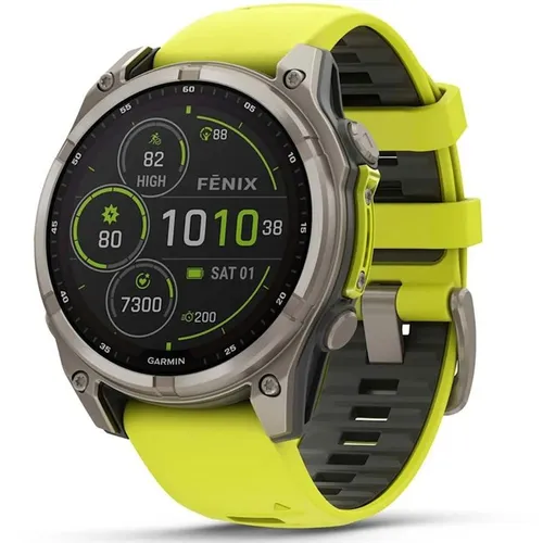Смарт-часы Garmin Fenix 8 Solar, 47мм, 1.3", желтый/серебристый