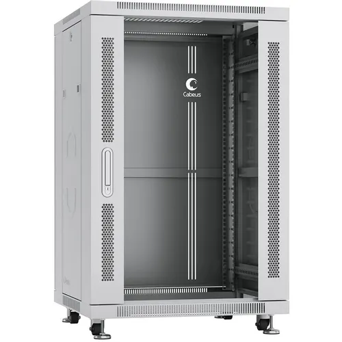 Шкаф коммутационный CABEUS SH-05C-18U60/80 напольный, стеклянная передняя дверь, 18U, 600x988x800 мм