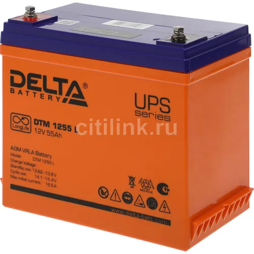 Аккумуляторная батарея Delta DTM 1255 L для ИБП, 12В, 55Ач