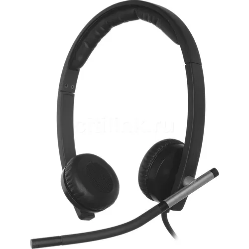 Гарнитура Logitech H650E, для компьютера, накладные, проводные, черный [981-000519]
