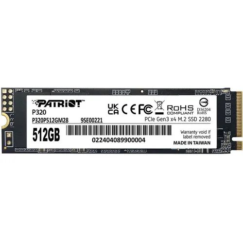 SSD накопитель Patriot P320 P320P512GM28 512ГБ, M.2 2280, PCIe 3.0 x4, NVMe, M.2