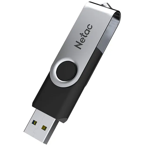 Флешка USB NETAC U505 16ГБ, USB2.0, черный и серебристый [nt03u505n-016g-20bk]