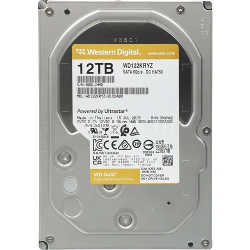 Жесткий диск WD Gold WD122KRYZ, 12ТБ, HDD, SATA III, 3.5"