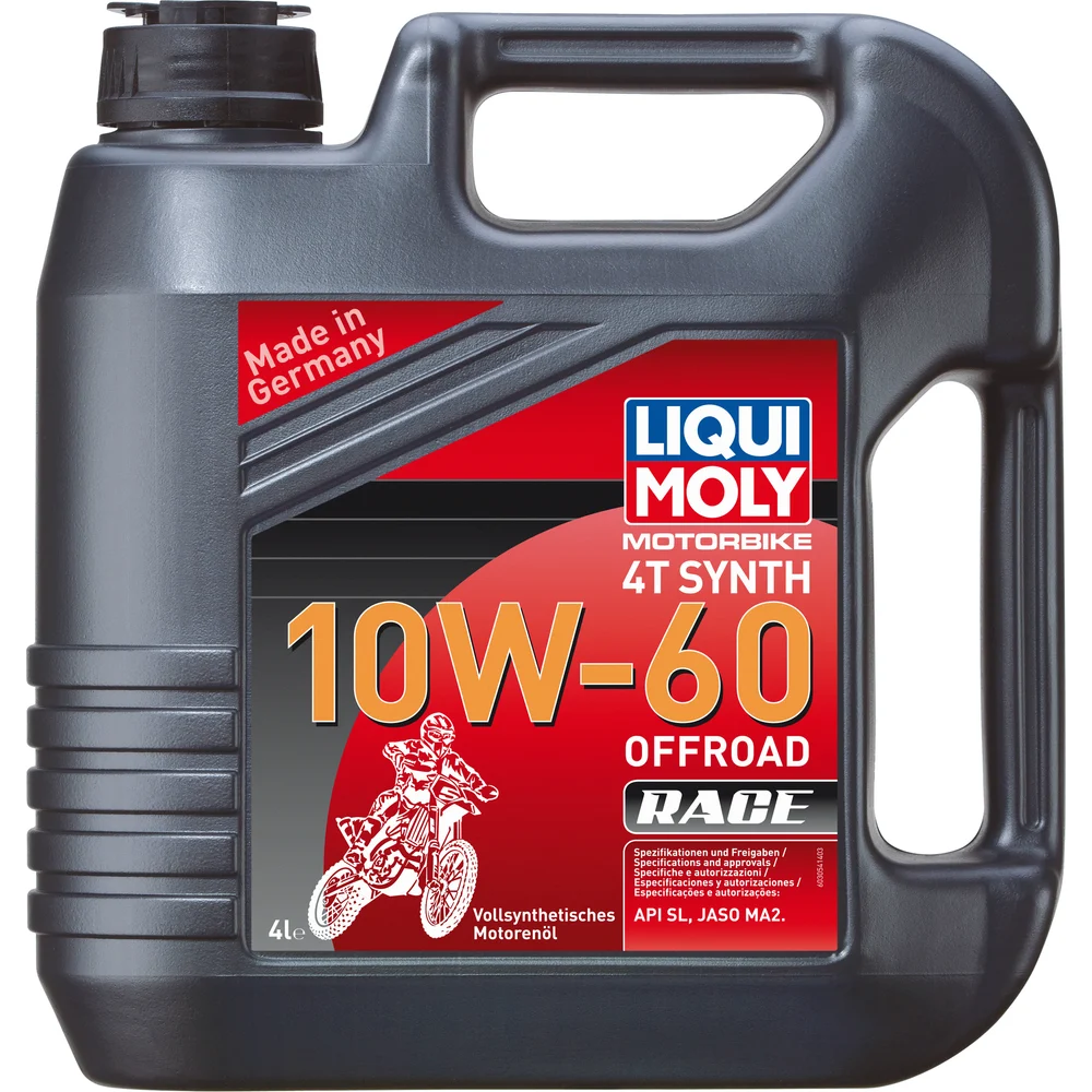 Синтетическое моторное масло 4T для четырехтактных мотоциклов LIQUI MOLY Motorbike 4T Synth Offroad Race 10W-60 SL;JASO 3054
