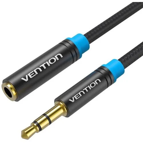 Кабель-удлинитель аудио VENTION VAB-B06-B150-M, Jack 3.5 (m) - Jack 3.5 (f), AWG26, медь бескислородная, 1.5м, GOLD, черный