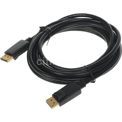Кабель Display Port KINGPRICE KP-DP-v1.2-3m, DisplayPort (m) (прямой) - DisplayPort (m) (прямой), GOLD , круглое, 3м, черный