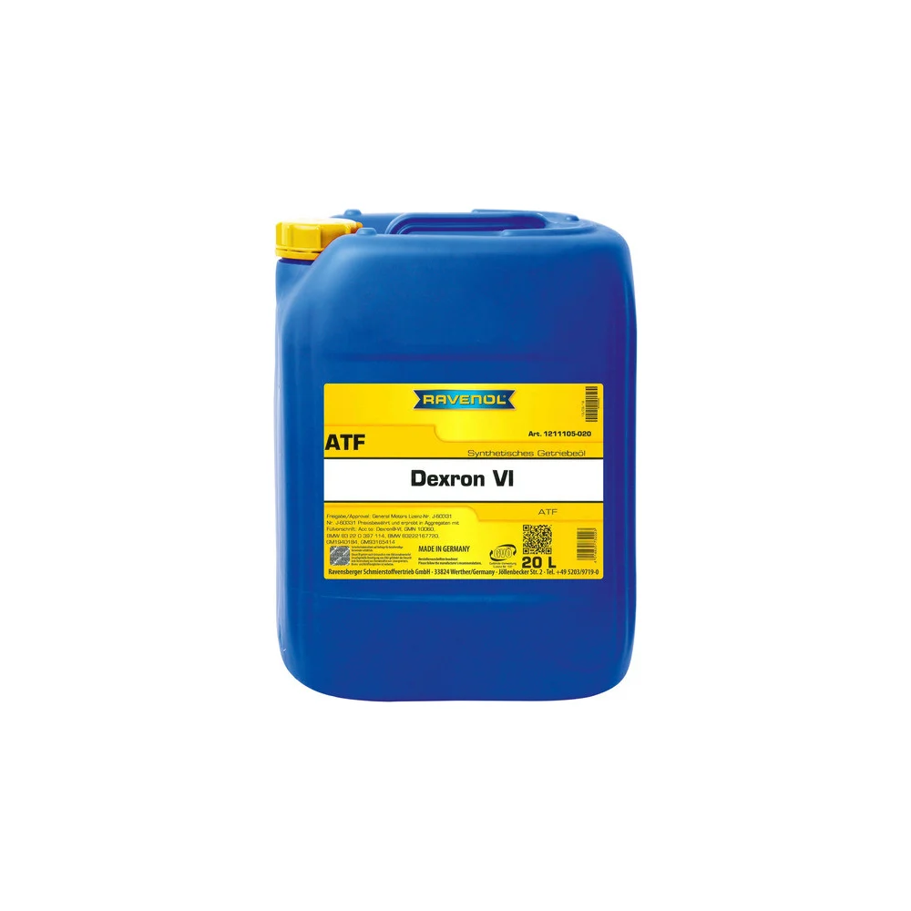 Трансмиссионное масло RAVENOL ATF Dexron VI 20 л, new 1211105-020-01-999