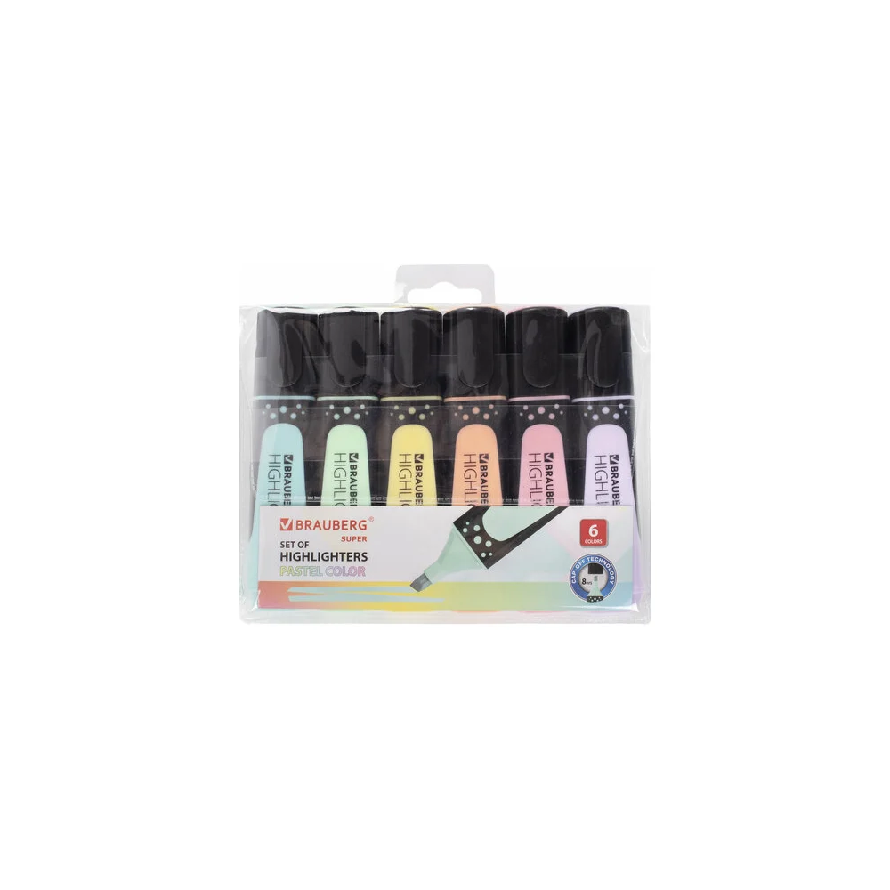 Текстовыделители BRAUBERG SUPER PASTEL 151757