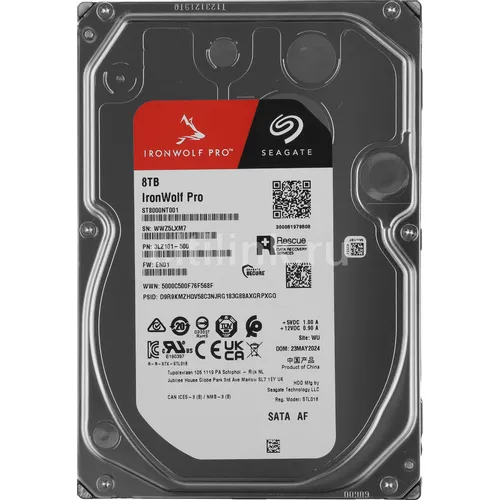 Жесткий диск Seagate Ironwolf Pro ST8000NT001, 8ТБ, HDD, SATA III, 3.5"