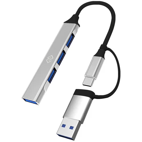 Хаб (разветвитель) Digma DHUB-4USB-AC-2.0, серебристый
