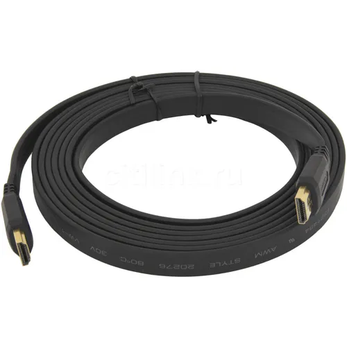 Кабель аудио-видео FLAT, HDMI (m) - HDMI (m), ver 1.4, 3м, FLAT, черный