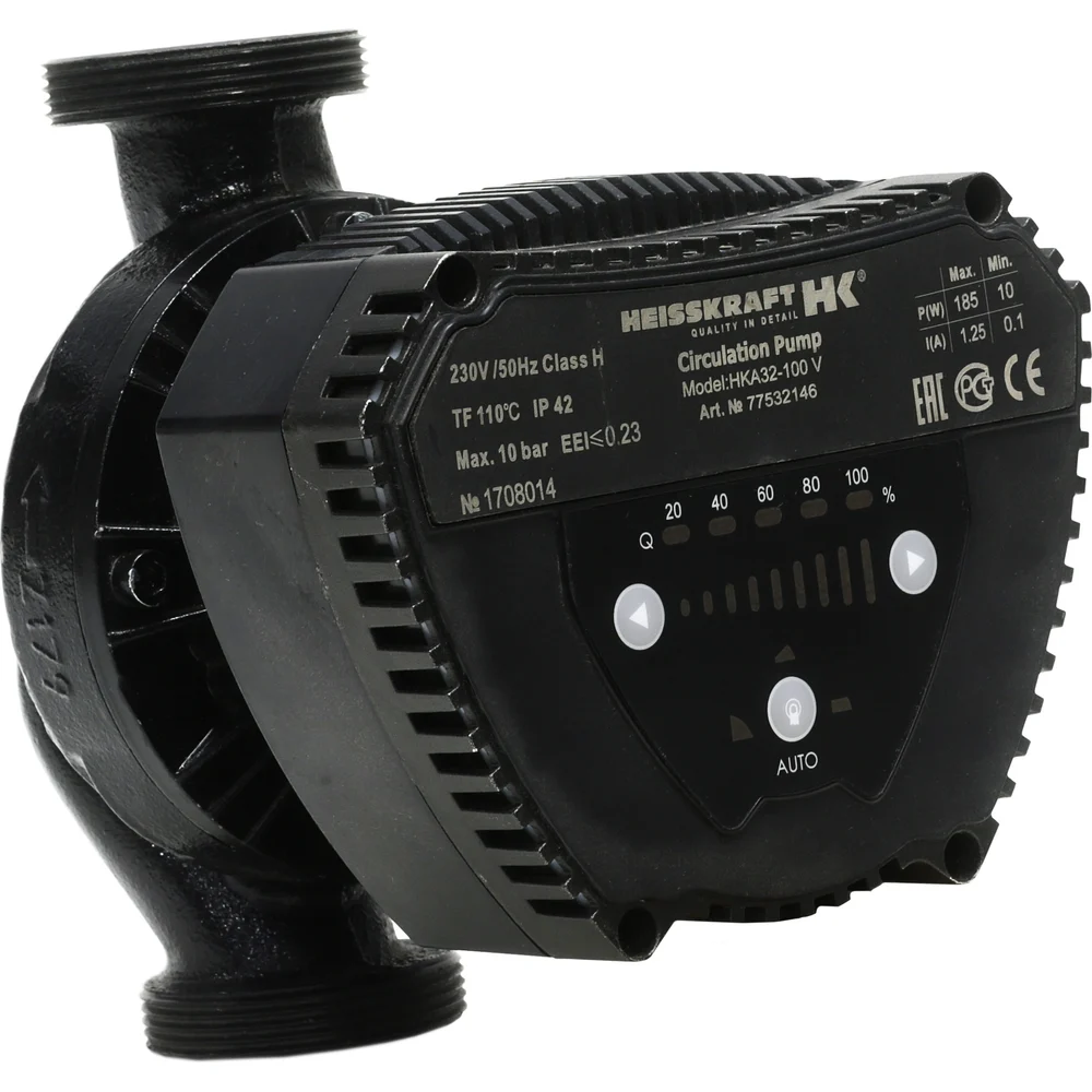 Насос Heisskraft HKA 15-15 B, 1x230 В, G 3/4", PN 10, 80 мм, энергоэффективный, кабель 1.5 м с вилкой 77515160
