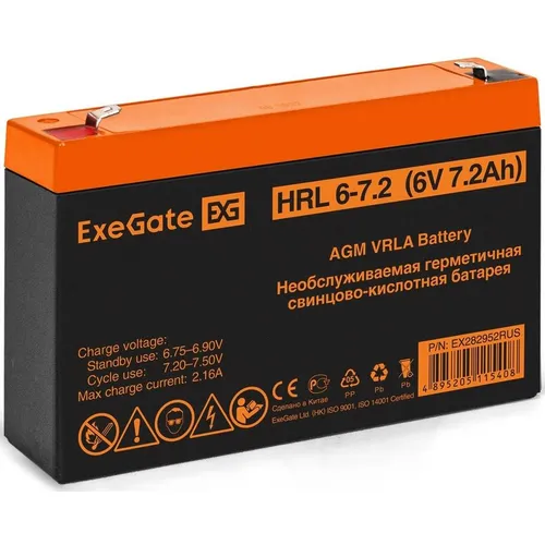 Аккумуляторная батарея EXEGATE EX282952 для ИБП, 6В, 7.2Ач [ex282952rus]