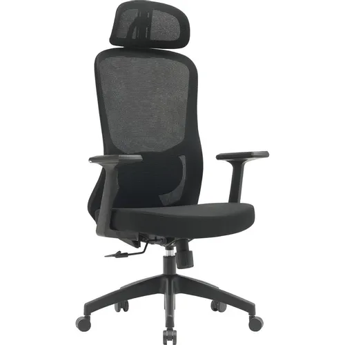 Кресло Cactus CS-MC515, сетка/ткань, до 100кг, фиксированные подлокотники, черный