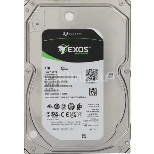 Жесткий диск Seagate Exos 7E10 ST4000NM024B, 4ТБ, HDD, SATA III, 3.5"
