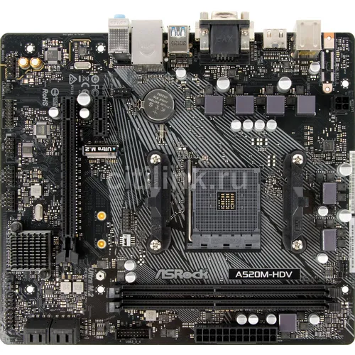 Материнская плата ASRock A520M-HDV, Socket AM4, AMD A520, mATX, Ret