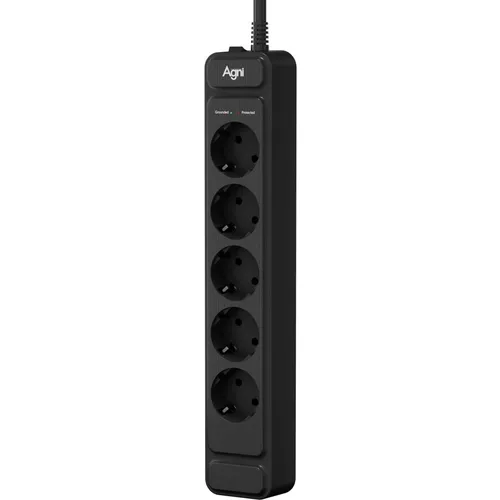 Сетевой фильтр AGNI TP-FS5E, 5м, черный [tp-fs5e-5m-black]