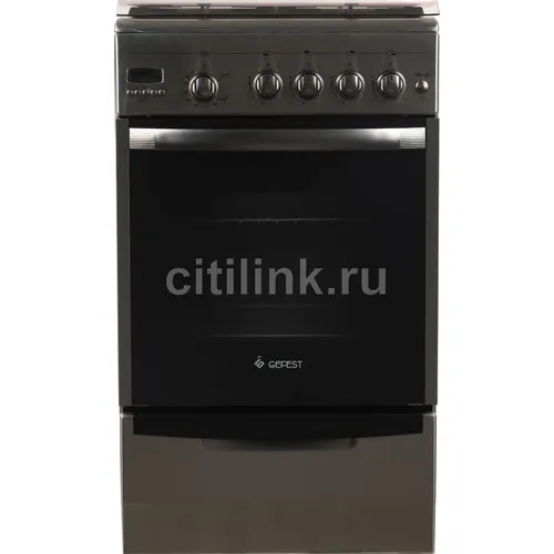 Газовая плита GEFEST ПГ 5100-04 0004, газовая духовка, стеклянная крышка, чугун, нержавеющая сталь