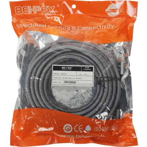 Кабель 2.1V, HDMI (m) (прямой) - HDMI (m) (прямой), GOLD , 10м, черный