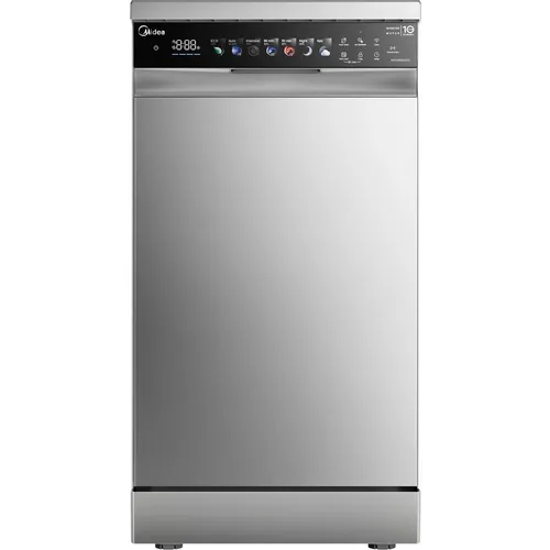 Посудомоечная машина Midea MFD45S460SI, узкая, напольная, 44.8см, загрузка 10 комплектов, серебристая