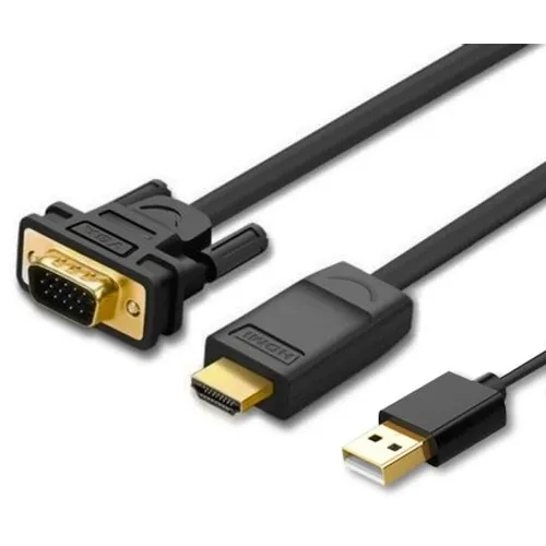 Кабель аудио-видео UGREEN MM101, HDMI (m) - VGA (m), 1.5м, черный [30449]