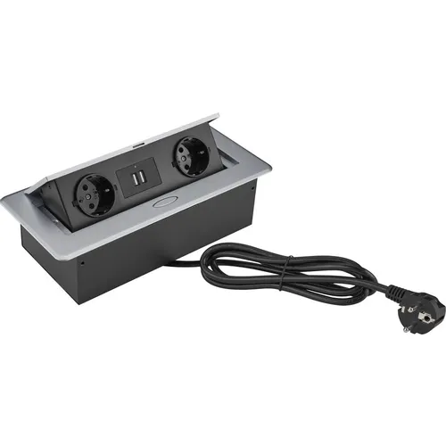 Розетка Cactus CS-SOCKET-EU/USBA-GY, для столешницы, серый