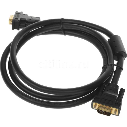 Кабель аудио-видео UGREEN VG101, VGA (m) - VGA (m), 1.5м, GOLD, ф/фильтр, черный [11630]