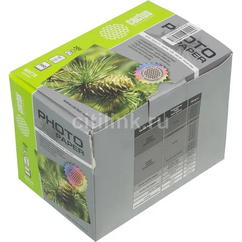 Фотобумага Cactus CS-MA6200500, A6, для струйной печати, 500л, 200г/м2, белый, покрытие матовое